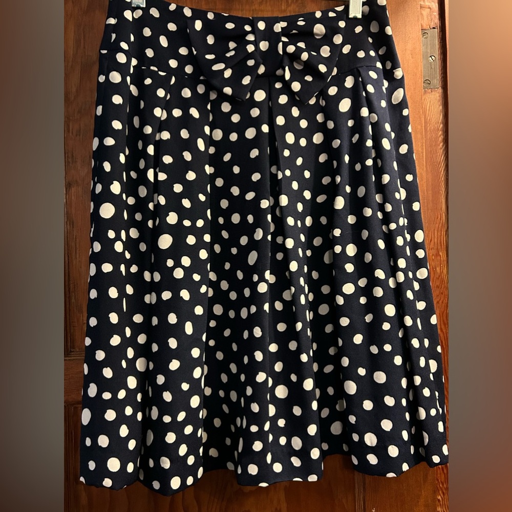 Alex Marie Navy & White Polka Dot A-Line Skirt with Bow Size 4